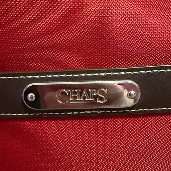 Chaps Red Tote with Brown Trim and Dual Handles - Picture 2 of 11